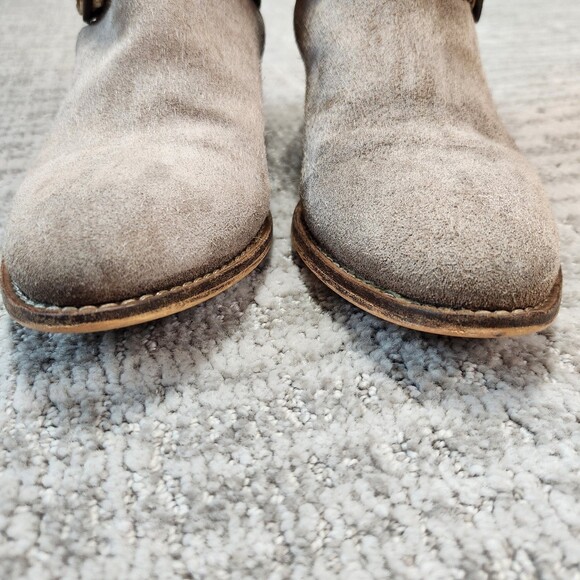Rebels Calista Suede Leather Braided Buckles Ankle Booties Boots Gray, size 8.5 - Picture 3 of 12